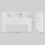 Tête de lit sur pied avec rangements, accessoire de lit 4 compartiments ouverts, 160 x 20,2 x 108,2 cm, blanc