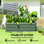 Jardinière surélevée en acier galvanisé, lit de jardin avec fond ouvert, 180 x 90 x 57,5 cm, vert clair