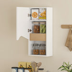 Armoire murale de salle de bain avec porte à fermeture douce, étagère réglable et compartiment ouvert, 30x17x67cm, blanc