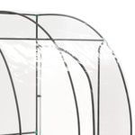 Invernadero de jardín adosado, invernadero adosado con 2 puertas enrollables con cremallera, acero, PVC transparente