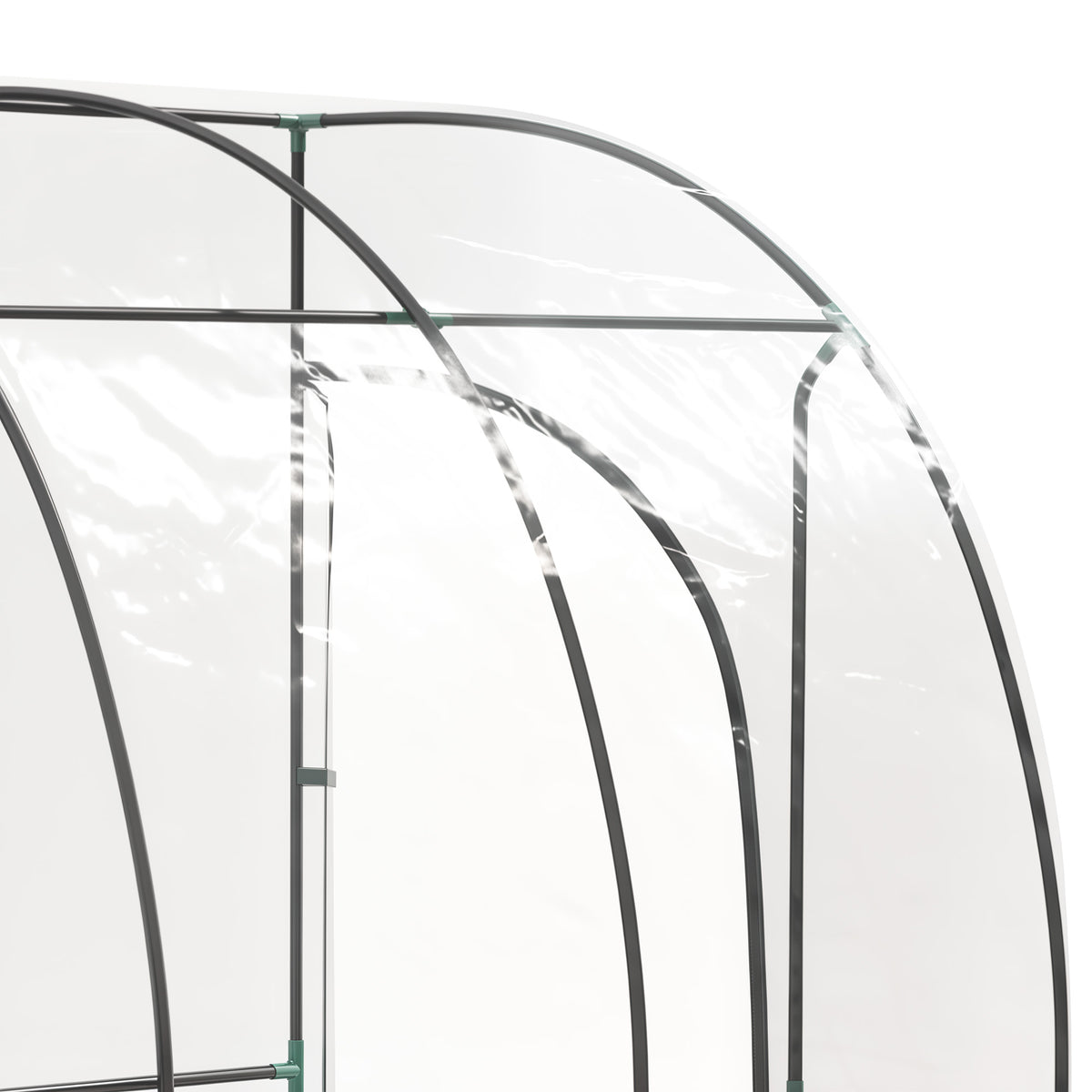 Invernadero de jardín adosado, invernadero adosado con 2 puertas enrollables con cremallera, acero, PVC transparente
