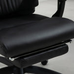 Fauteuil de bureau manager massant repose-pied + tétière intégrés dossier inclinable hauteur réglable 68 x 79 x 104-112 cm noir
