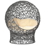 Cuccia per gatti letto rialzato gatto accogliente nicchia grotta 50 x 50 x 60 cm cuscino morbido crema incluso, corda in poliestere viola