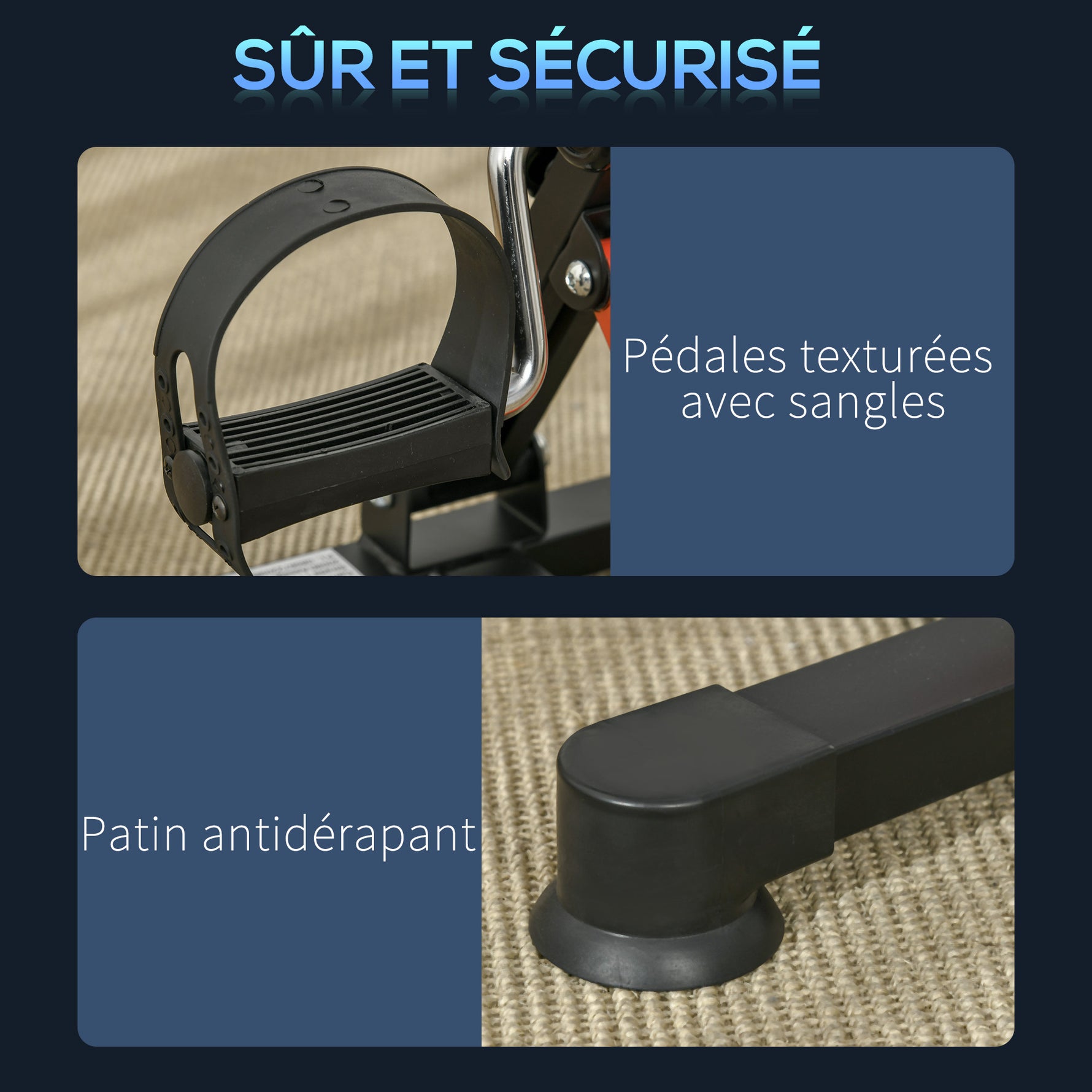 Pédalier d'appartement mini vélo d'appartement résistance ajustable écran LCD 33-43 x 40 x 24,5-34,5 cm en acier noir