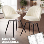 Lot de 2 chaises de salle à manger, chaises de cuisine rembourrées sans accoudoirs, pieds en acier, 52x55x79cm, crème