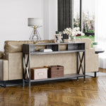 Table Console Table d'Entrée Industriel Multi-rangements 120 x 23,5 x 75 cm Bois Gris