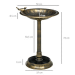 Bain d'oiseaux Abreuvoir, mangeoire pour Oiseaux jardinière 2 en 1 dim. Ø 50 x 72H cm polypropylène Bronze Antique