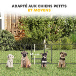 Parc pour chien, enclos chien 12 panneaux modulable et pliable, enclos portable en acier 60H cm avec porte, clôture pour chat, chiens de petit taille, intérieur et extérieur, gris