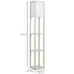 Lampadaire étagère 26L x 26l x 160H cm 3 étagères 4 Niveaux MDF chêne