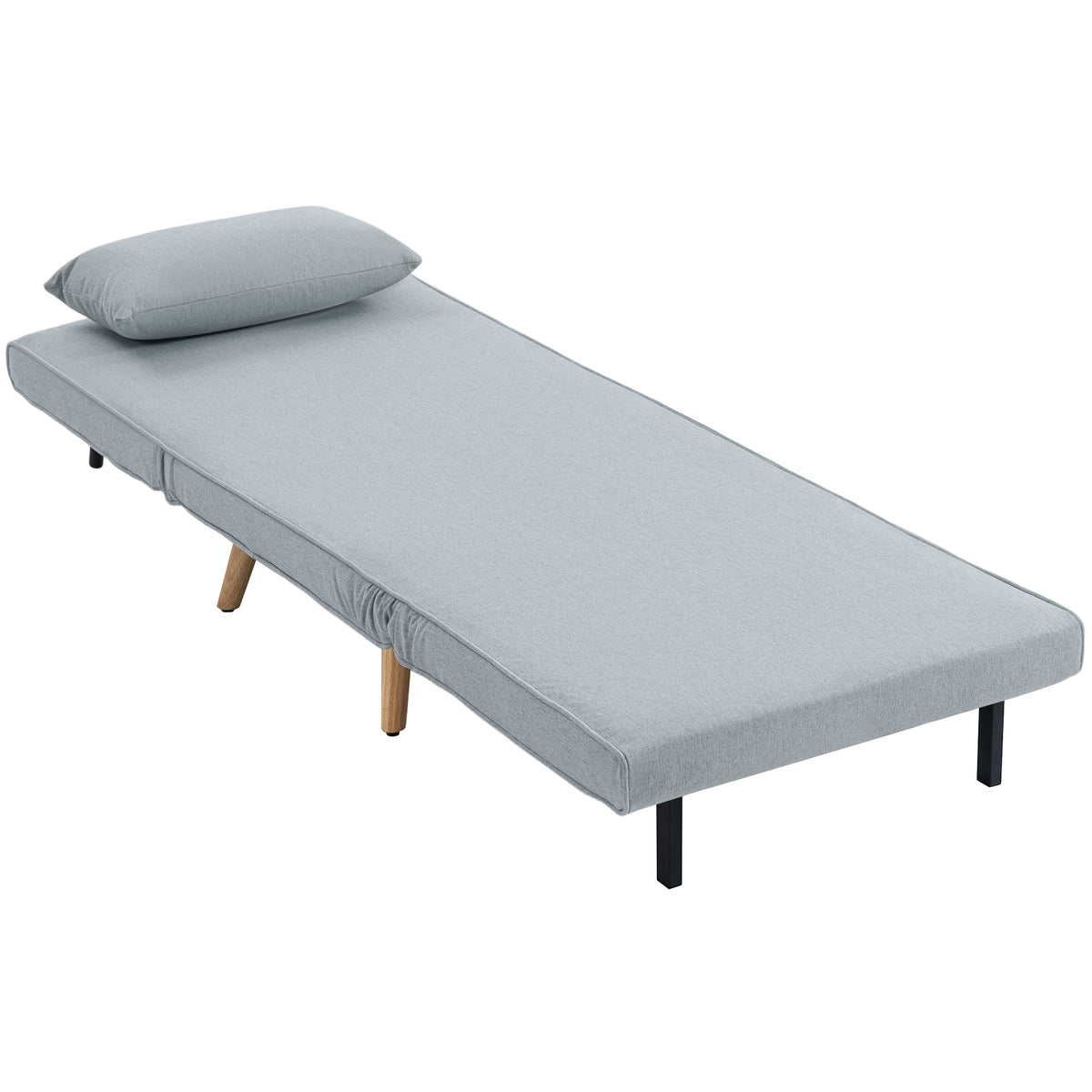 3-in-1 slaapfauteuil, eenpersoons slaapstoel, verstelbare rugleuning in 5 posities, stof, met kussen, grijs