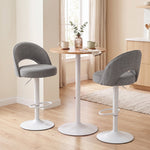 Lot de 2 Tabourets de Bar, Chaises de Bar Réglables en Hauteur, Assise Rembourrée en Chenille, Pivotant 360°, Gris