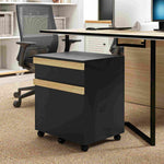 Caisson de bureau à roulettes avec 2 tiroirs coulissants trieur à dossiers 48 x 40 x 59,5 cm noir
