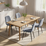Lot de 4 chaises de salle à manger rembourrées avec dossier haut, pieds en acier et tissu effet velours, gris