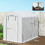 Serre de jardin 3 m² avec étagères 3 niveaux, PE renforcée 135 g/m² anti-UV, porte enroulable et fenêtres en maille