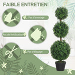 2er-Set künstliche Buchsbaum-Topiary-Bäume, 101,6 cm, 3 Kugeln, künstliche Pflanze aus PE, grün, mit Topf für innen und außen