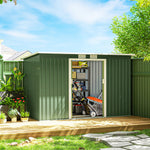 3.6 m² Garden Shed Tool Storage with Galvanized Steel Foundation Kit with Sliding Doors Light Green