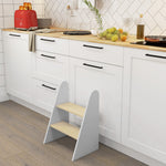 Marche pied enfant marchepied enfants 2 marches pour enfants 3 à 8 ans en bois charge max. 20 kg blanc