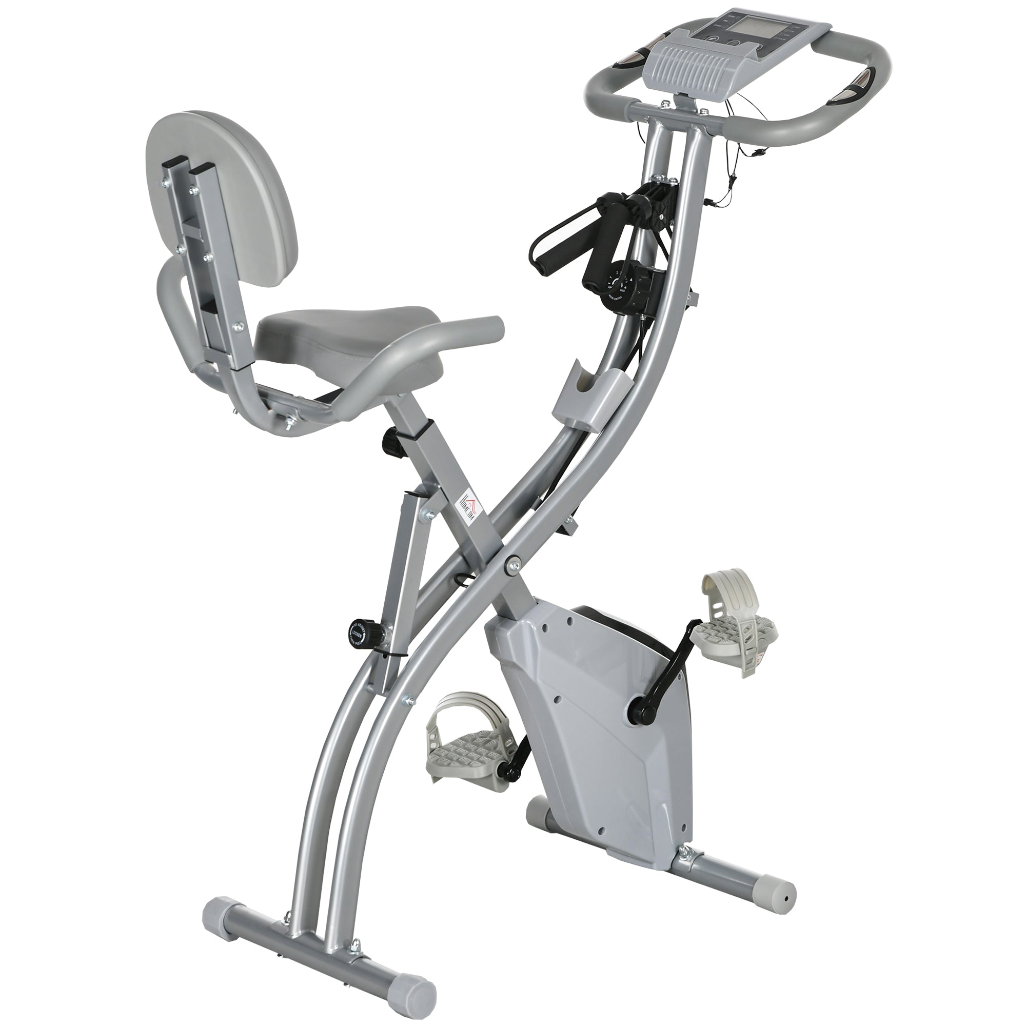 Vélo d'appartement pliant 8 niveaux de résistance magnétique dossier selle réglable poignées ergonomiques noir gris