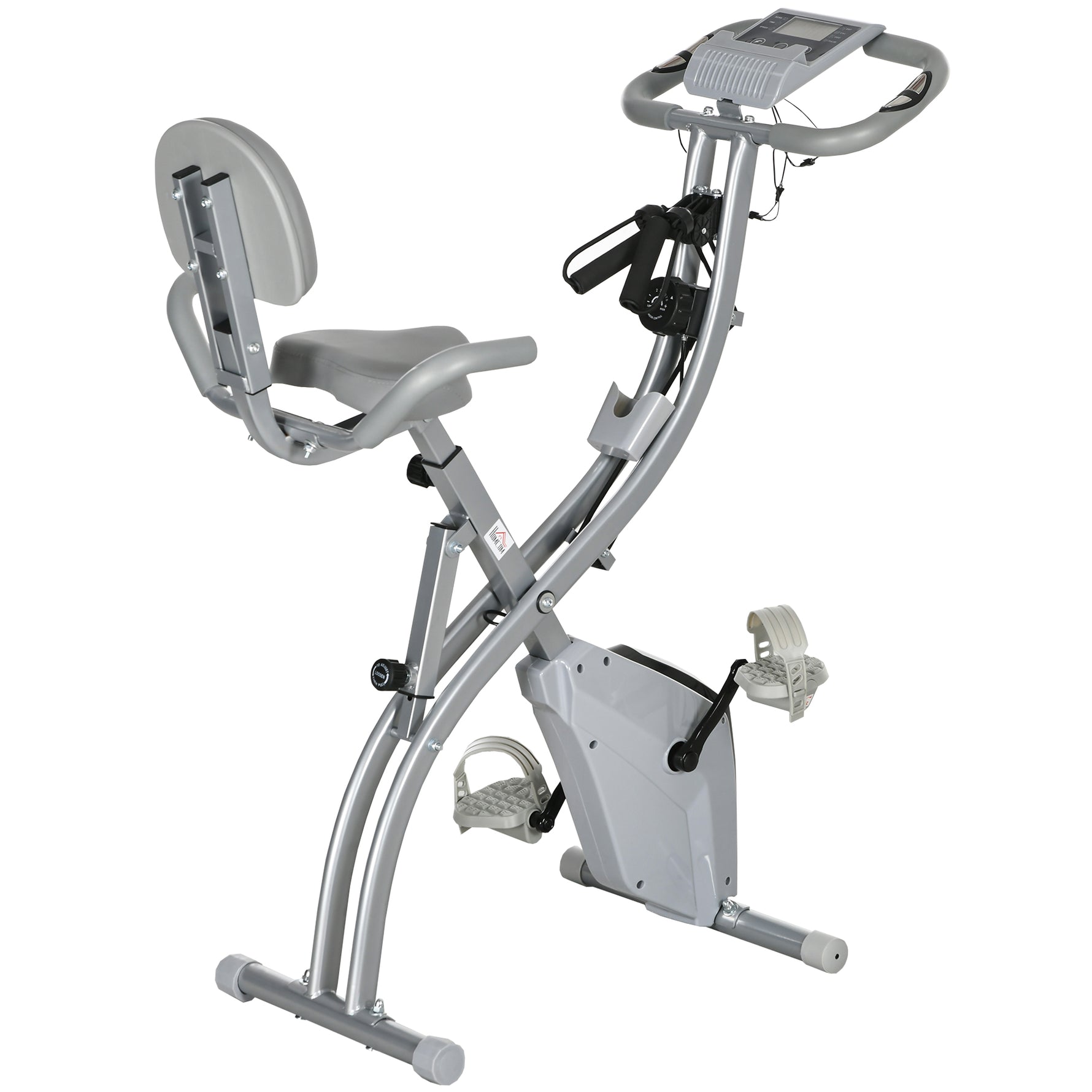 Vélo d'appartement pliant 8 niveaux de résistance magnétique dossier selle réglable poignées ergonomiques noir gris