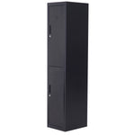 Armoire à casiers à 4 niveaux, casier vestiaire métallique avec 2 portes verrouillables à 2 clés, 38x46x180cm, noir