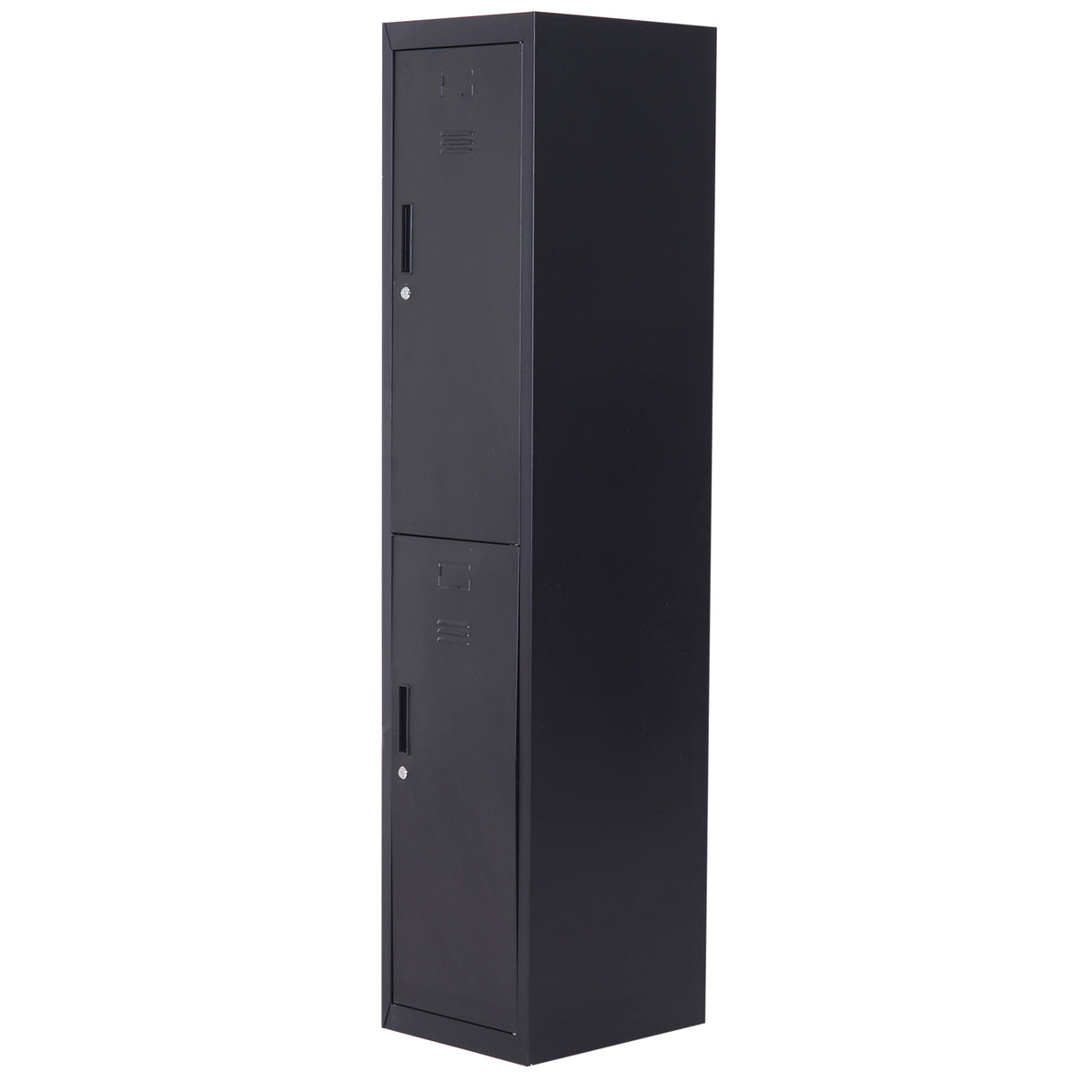 Armoire à casiers à 4 niveaux, casier vestiaire métallique avec 2 portes verrouillables à 2 clés, 38x46x180cm, noir