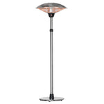 Parasol chauffant électrique 3000W chauffage d'appoint sans CO₂ 13 m² et IP44 - chauffage infrarouge sur pied 3 puissances de chauffe - hauteur réglable de 160 à 200 cm acier inox. argent