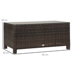 Table Basse de Jardin Plateau Verre trempé 5 mm rotin tressé 85 x 50 x 39cm Max. 50 kg Marron