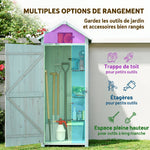 Armoire de jardin extérieur abri de jardin en bois abri pour outils 3 étagères 2 Portes loquets Toit Pente bitumé 77L x 54l x 179H cm Sapin traité Bleu