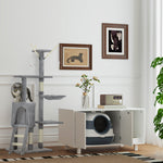 Maison de toilette pour chat pliable porte battante lucarne + pelle fournis 52 x 41 x 38 cm gris blanc