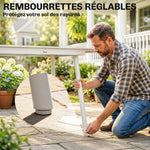 Table de Jardin Rectangulaire pour 4-6 Personnes, Plateau en WPC et Cadre en Métal, Pieds Réglables, 140x80x75cm, Blanc