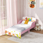 70x140 cm children's bed, animal motif, 140 x 70 cm, with wooden slatted base, secure low-profile design, pink