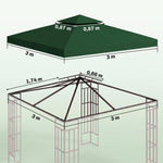 Toit de Remplacement pour Gazebo de Jardin Toile de Rechange pour pavillon tonnelle Tente 3 x 3 m Vert foncé