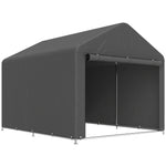 Abri de jardin tente de stockage imperméable abri moto porte enroulable fermeture éclair, 200 x 238 x 183 cm, gris foncé