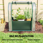 Mini Serre avec Sac de Plantation, Serre Portable avec porte enroulable, 68 x 50 x 70 cm, Vert Foncé