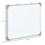 Tableau blanc magnétique cadre aluminium 60 x 45 cm avec feutres, effaceur et aimants