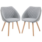 Lote de 2 sillas de comedor de diseño escandinavo - Patas cónicas de madera de haya - Asiento, respaldo y reposabrazos