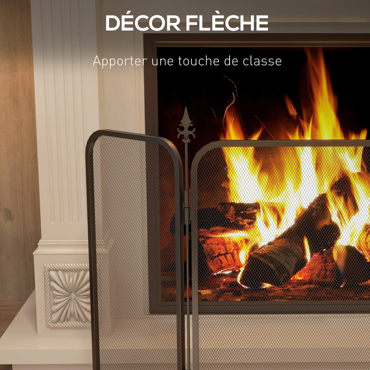 Pare feu cheminée pliable 3 panneaux, pare-étincelles cheminée, grille de protection cheminée en maille de métal noir