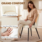 Lot de 2 chaises de salle à manger, chaises de cuisine rembourrées sans accoudoirs, pieds en acier, 52x55x79cm, crème