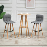 2er-Set Barhocker, gepolsterte Barstühle mit Rückenlehne und Fußstütze, Holzbeine, 41,5x47x97,5 cm, Grau
