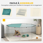 Parc pour chien, enclos chien 8 panneaux avec toit, modulable et pliable, enclos portable 60H cm avec porte argent vert