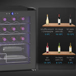 Cave à vin 16 bouteilles 42L, réfrigérateur à vin et boissons avec température réglable 5-18°C, porte en verre, noir