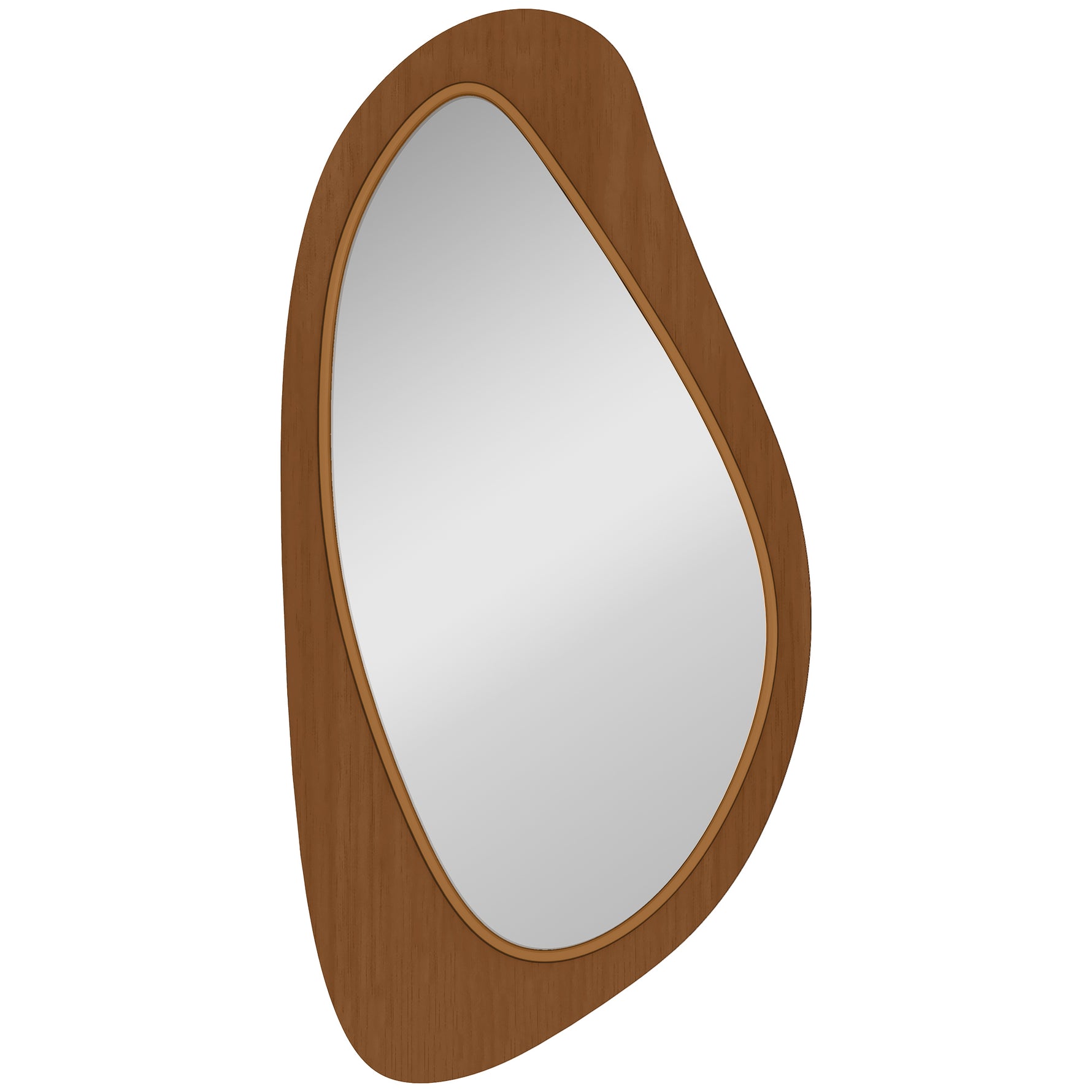 Miroir mural asymétrique 91,5 x 45 cm, miroir suspendu moderne, cadre en bois, effet bois naturel