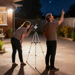 Télescope Astronomique pour Adultes et Débutants 70 mm, 2 Oculaire 40X/16X, Trépied Réglable, 80 x 80 x 135 cm, Blanc