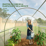 Serre de jardin 6 m² dim. 3 x 2 m avec 1 porte + 2 parois latérales zippées enroulables, 6 fenêtres, Blanc