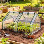 Mini Serre de Jardin Mini serre Tunnel Toit Pointu Acier Anti-UV Fenêtres, 180x 90x90cm, Transparent