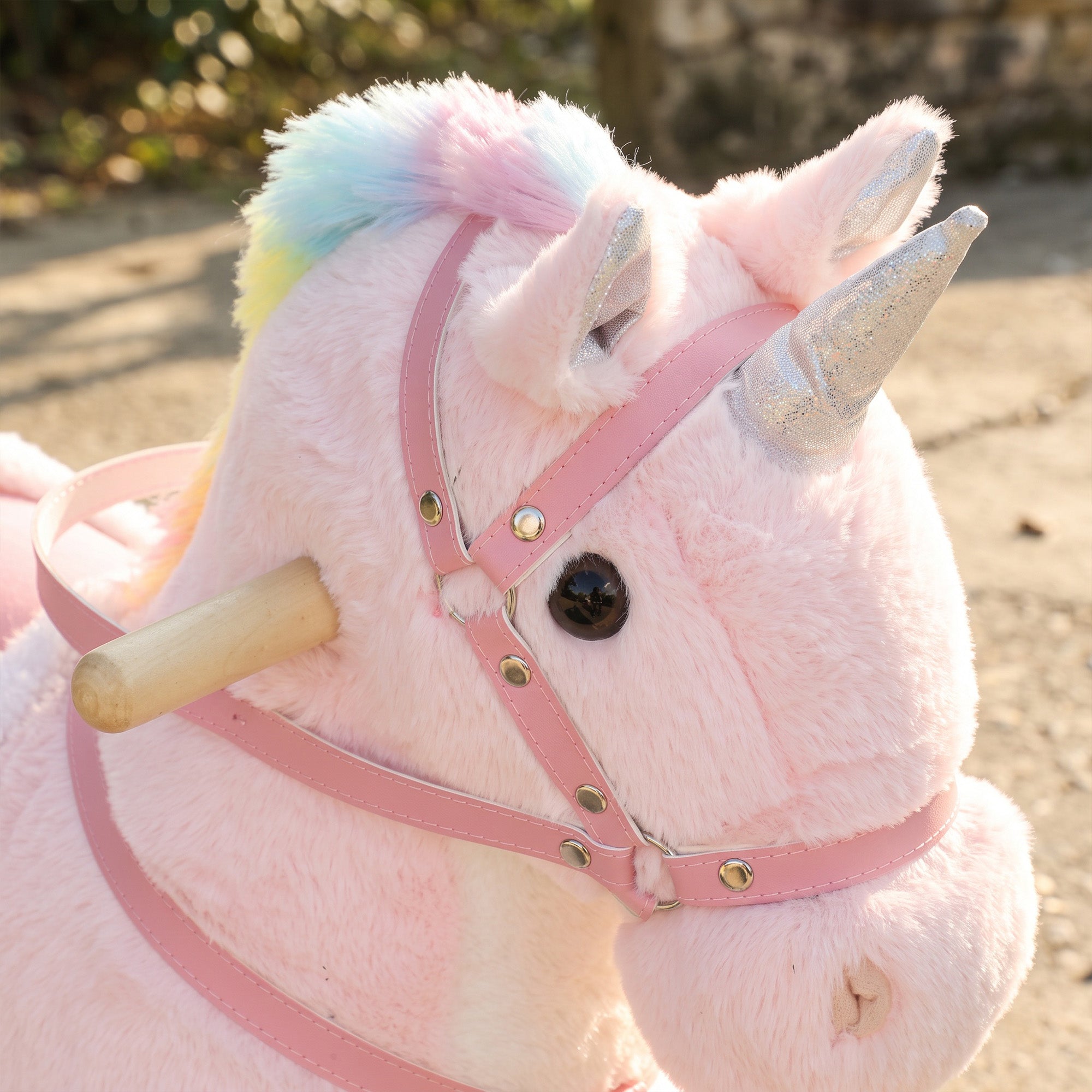 Reitpferd für Kinder, Plüsch-Pferd auf Rollen mit Soundeffekten, für 1 bis 3 Jahre, max. Tragkraft 40 kg, Rosa