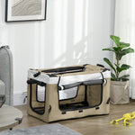 Poussette pliable animaux chien chat nacelle amovible bandoulières 4 roues 81 x 58 x 97,5 cm kaki
