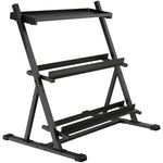 Support pour haltères à 3 niveaux, support de poids réglable en acier pour haltères, kettlebells, noir