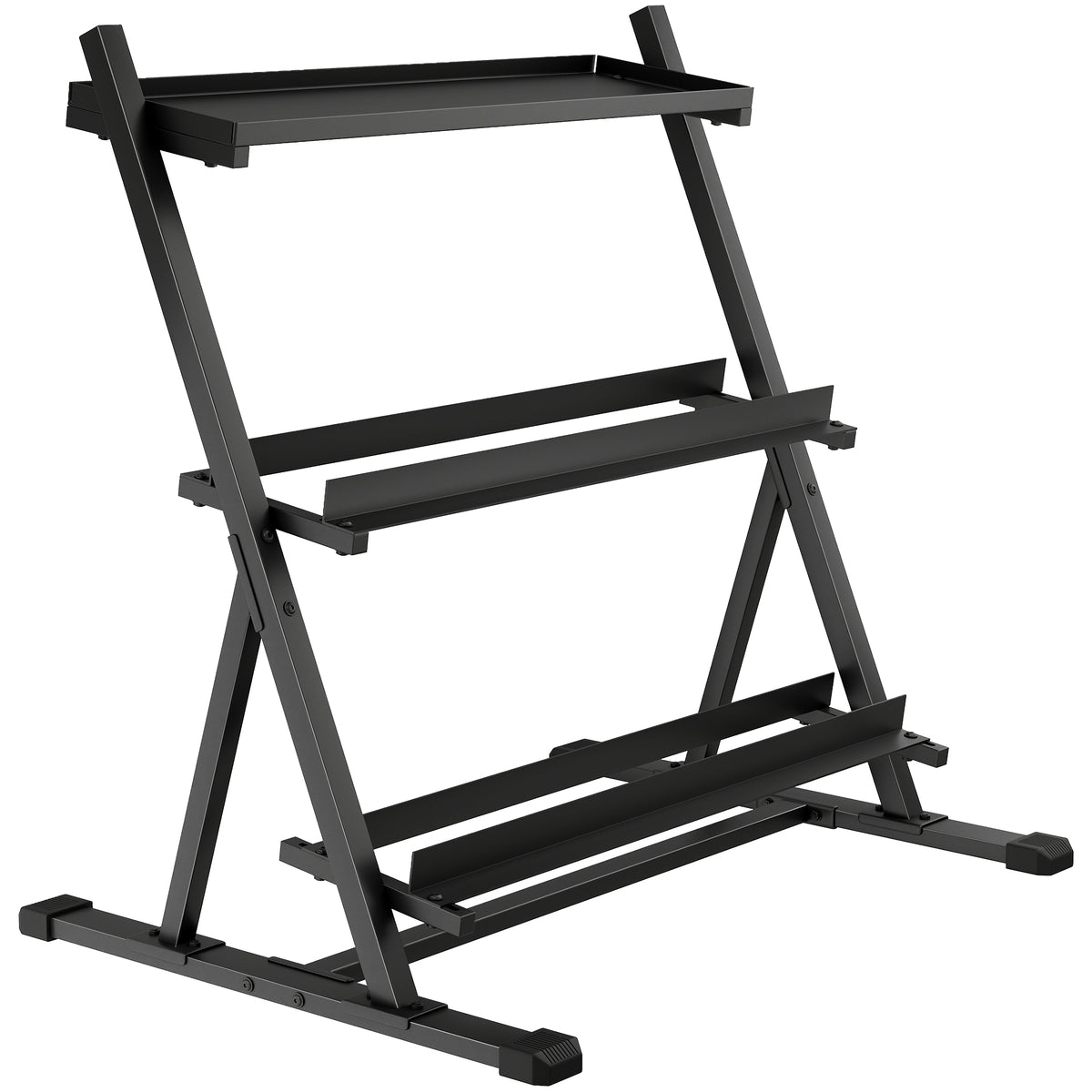 Support pour haltères à 3 niveaux, support de poids réglable en acier pour haltères, kettlebells, noir