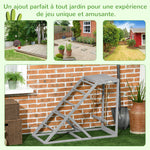 Perchoir en bois pour poule, aire de jeux en bois pour poules avec balançoire, échelle, plateforme, 96 x 40 x 71 cm, gris